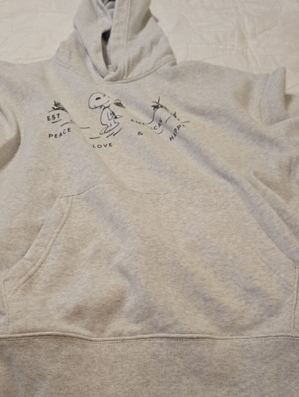 Gray Snoopy Graphic Hoodie Sweatshirt - Picture 3 of 5